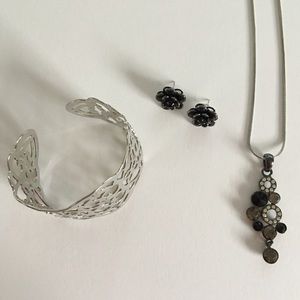 Lia Sophia LOT Necklace, Flower Earrings and Cuff